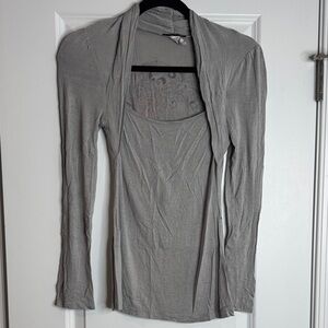 Stylish Gray Long Sleeve Women's Top
